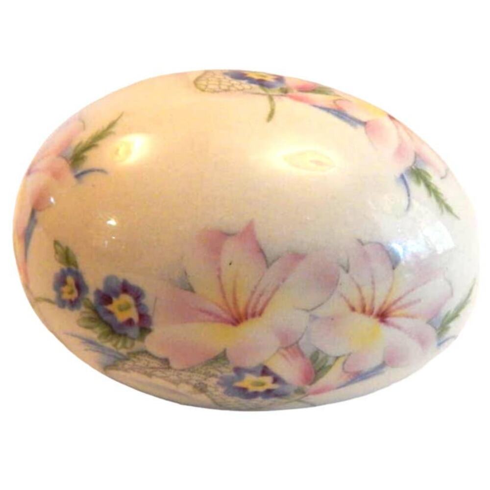 Vintage Floral Hand Painted Porcelain Egg By The Egg Lady